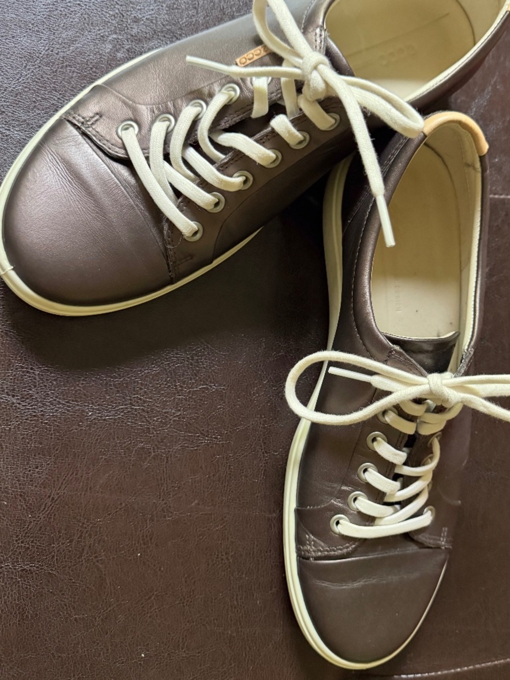 ECCO Soft 7 Leather Sneaker | Bronze, size 10